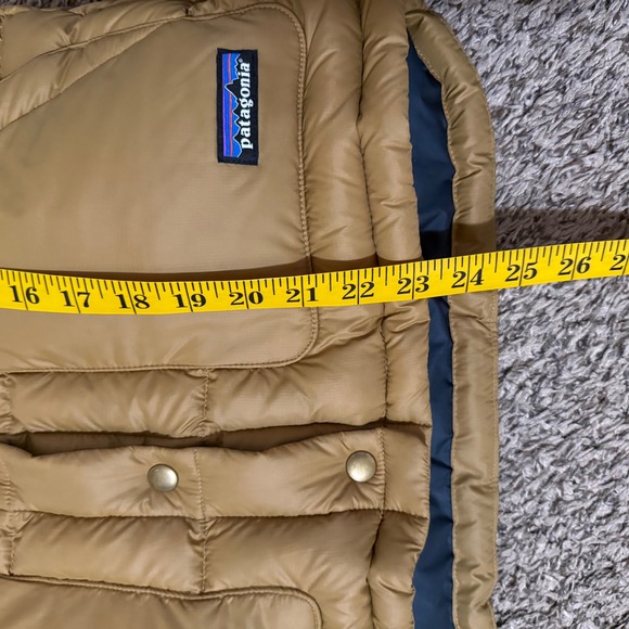 Patagonia Down Bivi Vest Women's Medium Hooded Brown Navy Western - Picture 7 of 7